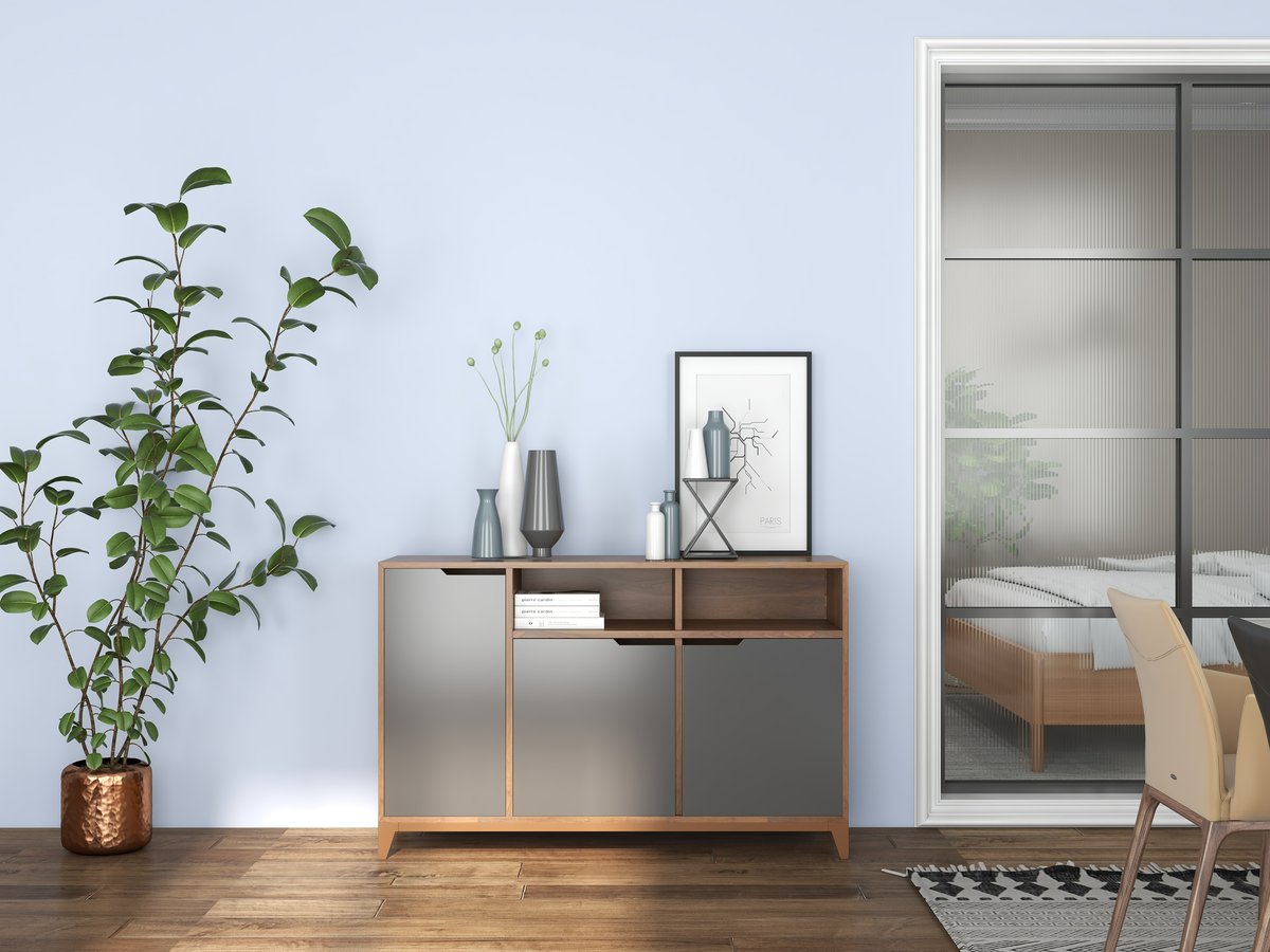 悦屋内墙蓝亚麻实景效果图