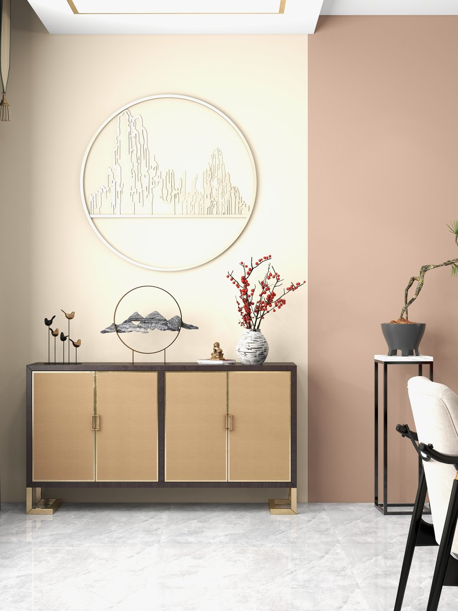 悦屋内墙奶咖实景效果图