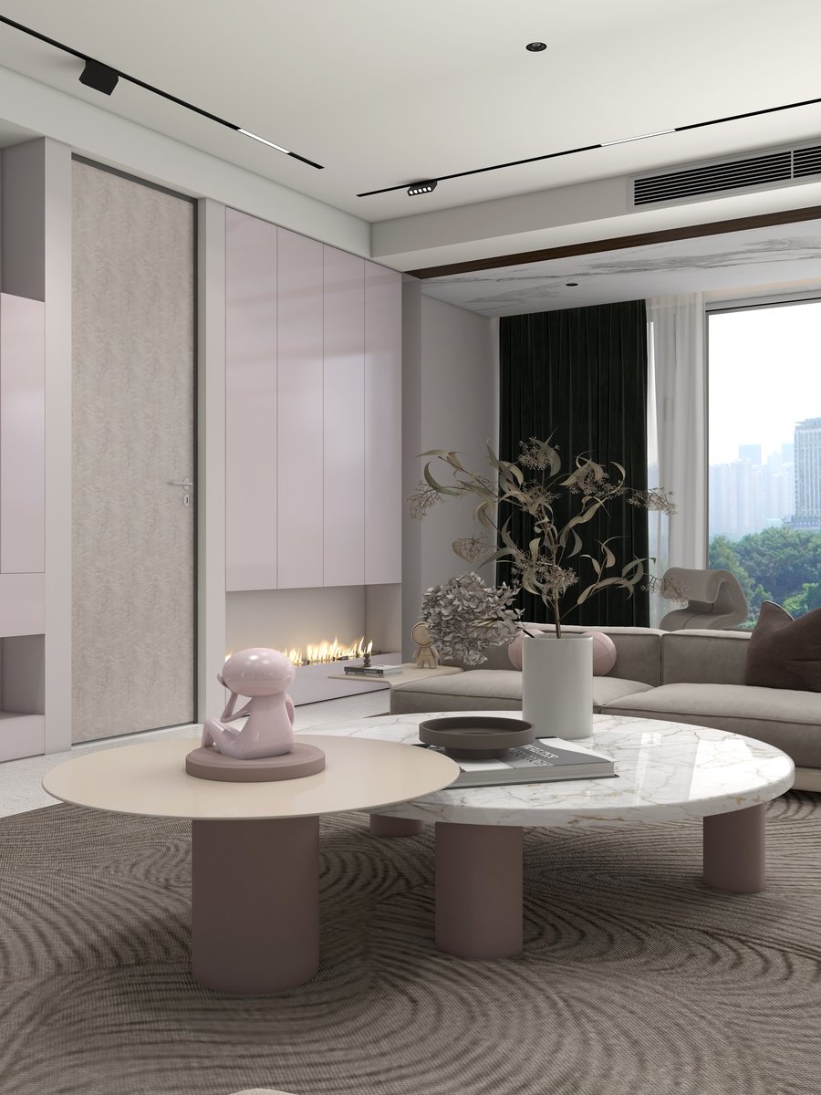 悦屋内墙哔叽灰实景效果图