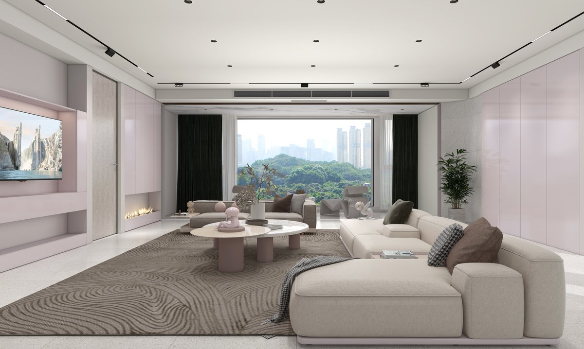 悦屋内墙哔叽灰实景效果图