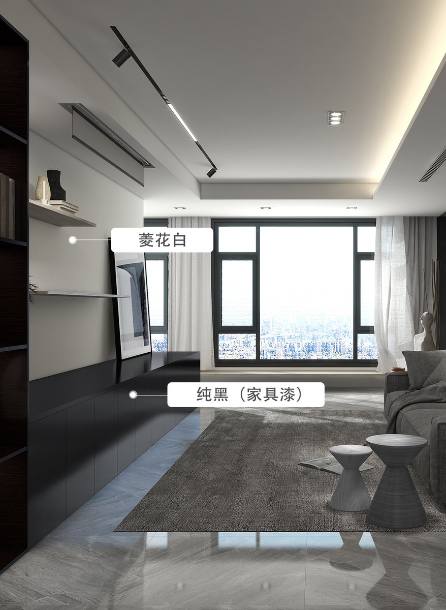 悦屋内墙菱花白实景效果图